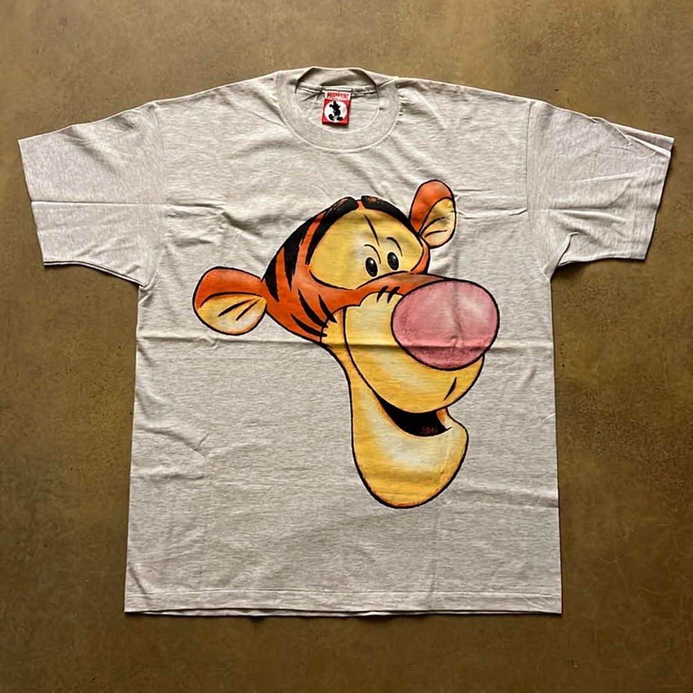 Vintage 90s Winnie The Pooh Tigger Tee Shirt Disney‎ Mickey Big Face Print